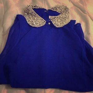 Blouse with pearl detailing